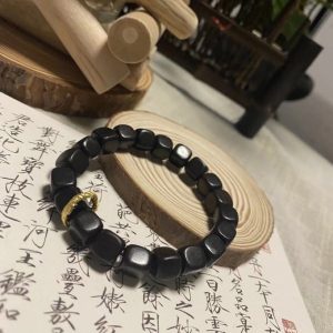 Buddha Stones Ebony Wood Square Beads Couples Peace Bracelet