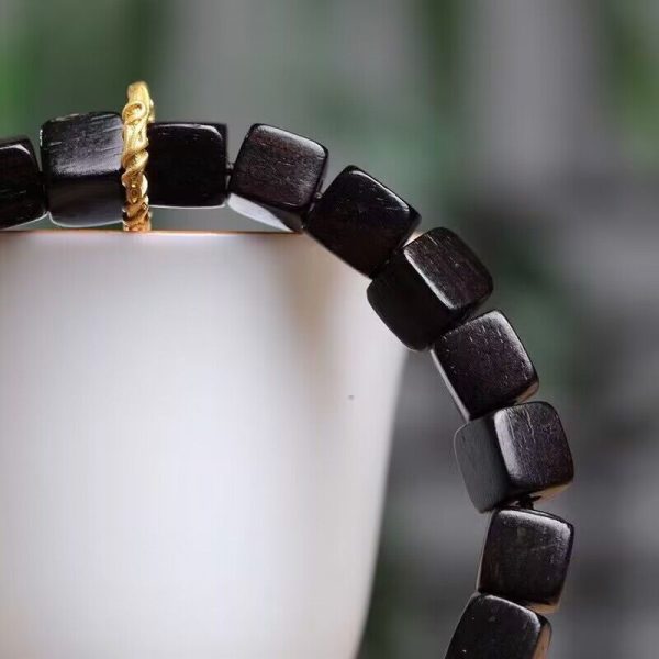 Buddha Stones Ebony Wood Square Beads Couples Peace Bracelet - Image 3