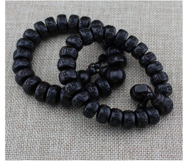 Buddha Stones Tibetan Om Mani Padme Hum Lightning Strike Wood Bucket Beads Protection Bracelet - Image 5