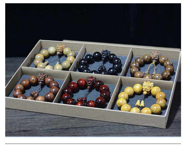 Buddha Stones Rosewood Small Leaf Red Sandalwood Green Sandalwood Dragon Carved Buddha Beads Bracelet - Image 9