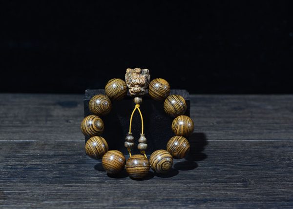 Buddha Stones Rosewood Small Leaf Red Sandalwood Green Sandalwood Dragon Carved Buddha Beads Bracelet - Image 8