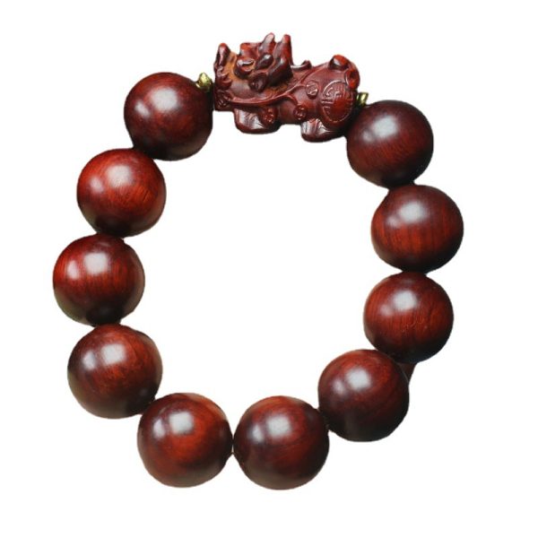 Buddha Stones High Density Small Leaf Red Sandalwood PiXiu Buddhist Bead Bracelet - Image 6