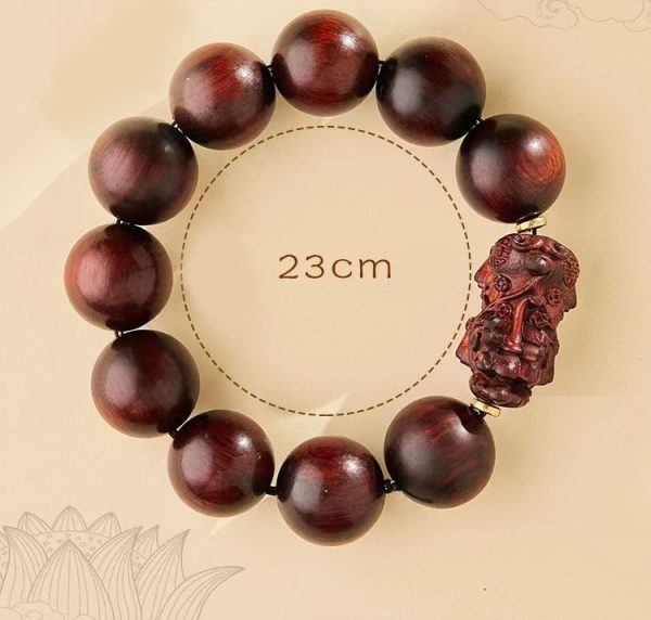 Buddha Stones High Density Small Leaf Red Sandalwood PiXiu Buddhist Bead Bracelet - Image 5