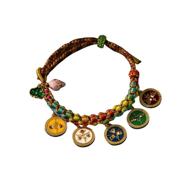 Buddha Stones Tibetan Colorful Rope Thangka Five God of Wealth Braid Lucky Bracelet - Image 5