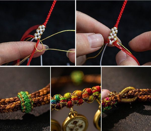 Buddha Stones Tibetan Colorful Rope Thangka Five God of Wealth Braid Lucky Bracelet - Image 6