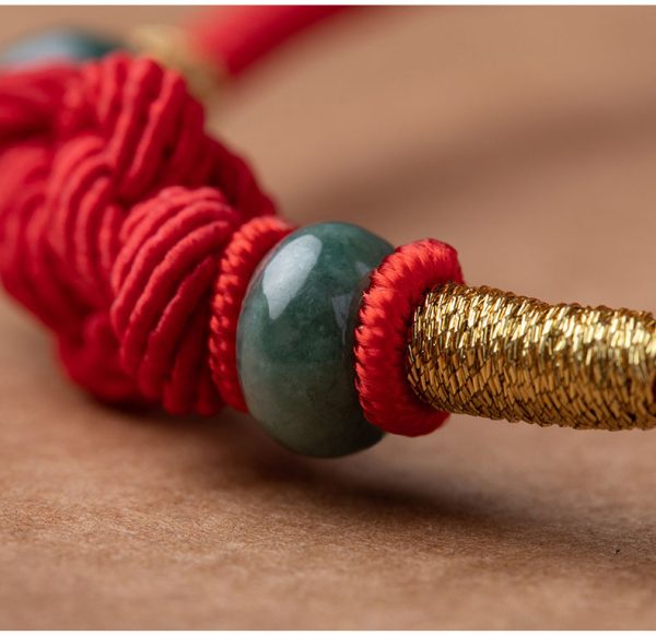 Buddha Stones Red Rope Jade Couple's True Love Knot Braided Lucky Bracelet - Image 8