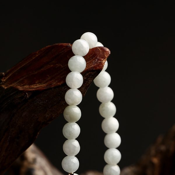 Buddha Stones Natural White Jade Sea Shell Flower Lucky Bracelet - Image 6