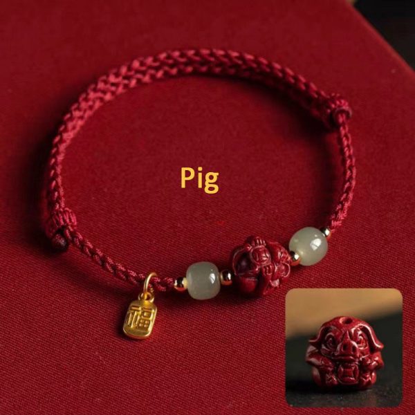 Buddha Stones Cinnabar Chinese Zodiac Hetian Jade Fu Brand Red Rope Bracelet - Image 8