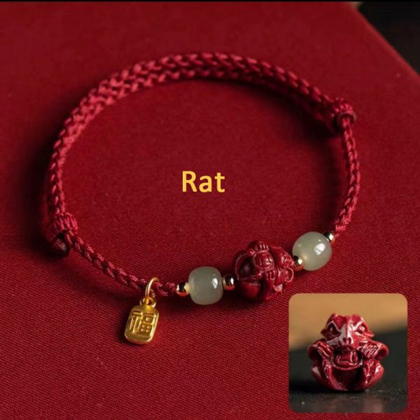 Buddha Stones Cinnabar Chinese Zodiac Hetian Jade Fu Brand Red Rope Bracelet - Image 7