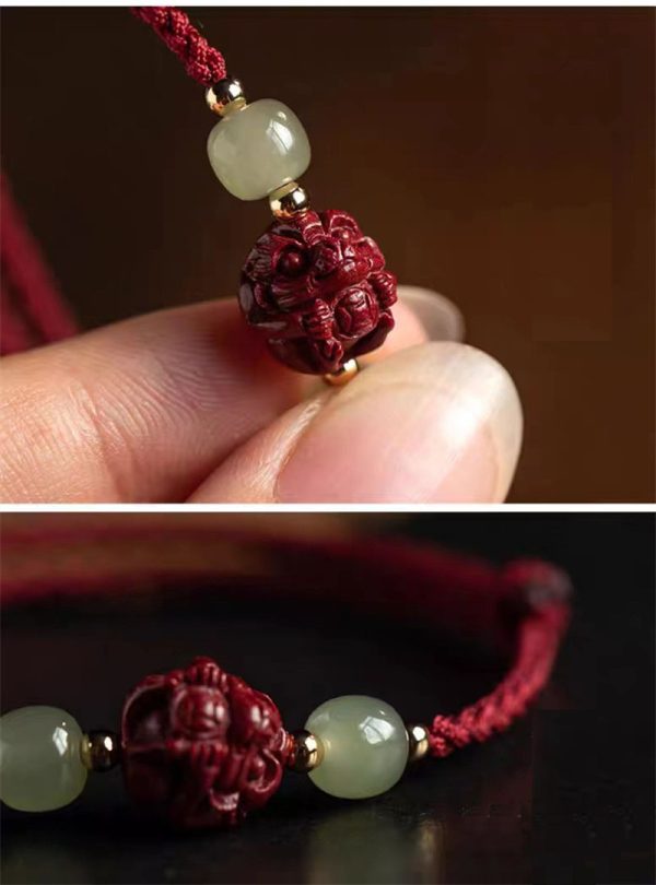 Buddha Stones Cinnabar Chinese Zodiac Hetian Jade Fu Brand Red Rope Bracelet - Image 3