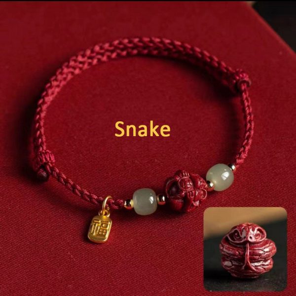 Buddha Stones Cinnabar Chinese Zodiac Hetian Jade Fu Brand Red Rope Bracelet - Image 15