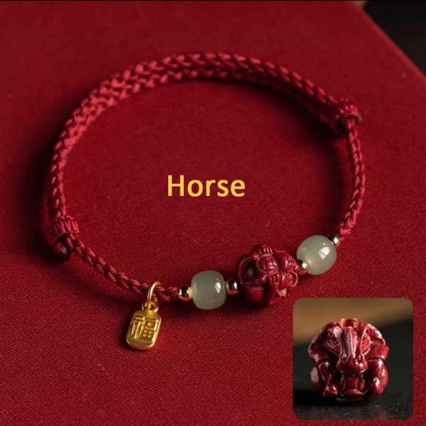 Buddha Stones Cinnabar Chinese Zodiac Hetian Jade Fu Brand Red Rope Bracelet - Image 14