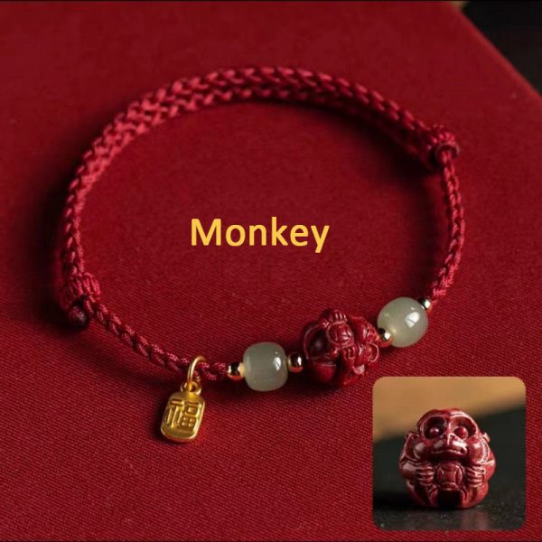 Buddha Stones Cinnabar Chinese Zodiac Hetian Jade Fu Brand Red Rope Bracelet - Image 13