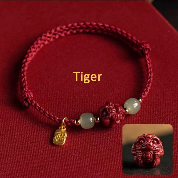 Buddha Stones Cinnabar Chinese Zodiac Hetian Jade Fu Brand Red Rope Bracelet - Image 12