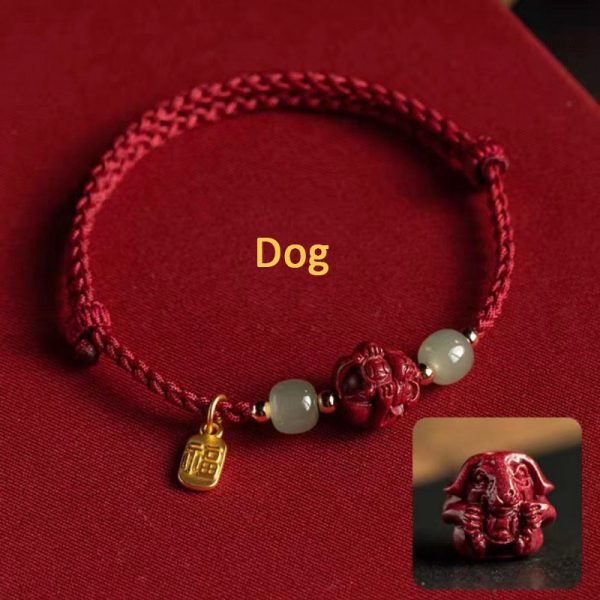 Buddha Stones Cinnabar Chinese Zodiac Hetian Jade Fu Brand Red Rope Bracelet - Image 11