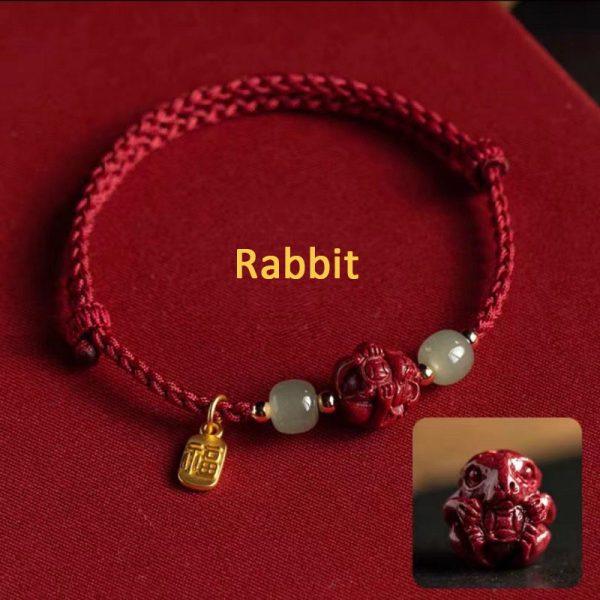 Buddha Stones Cinnabar Chinese Zodiac Hetian Jade Fu Brand Red Rope Bracelet - Image 9